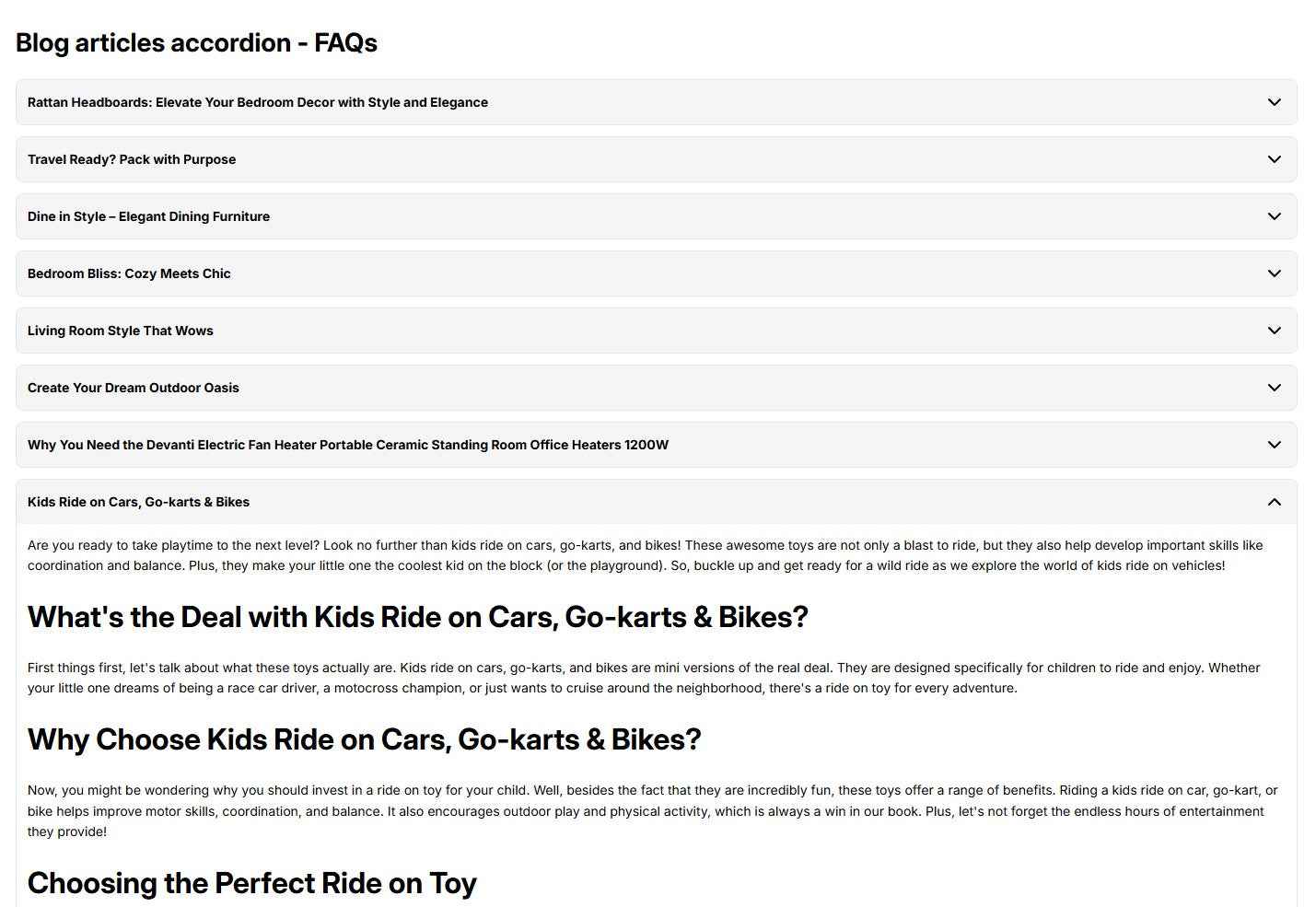 Shopify Horizon - Blog Accordion FAQ