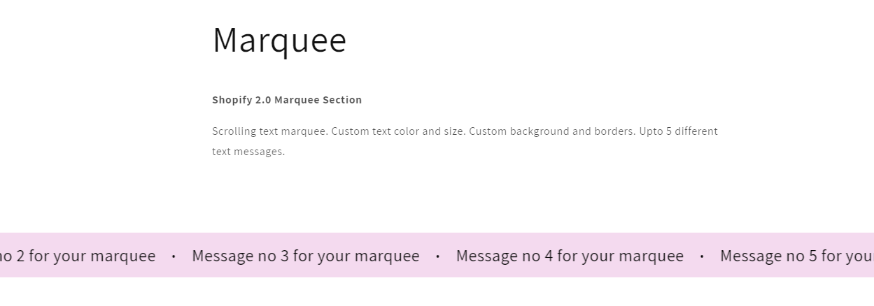 Shopify Dawn v13+ - Scrolling Text Marquee