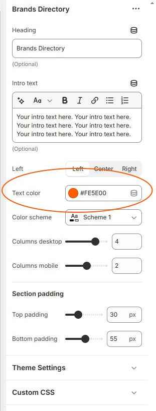 Shopify Dawn v13+ - Brands Directory