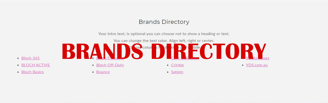 Shopify Dawn v13+ - Brands Directory