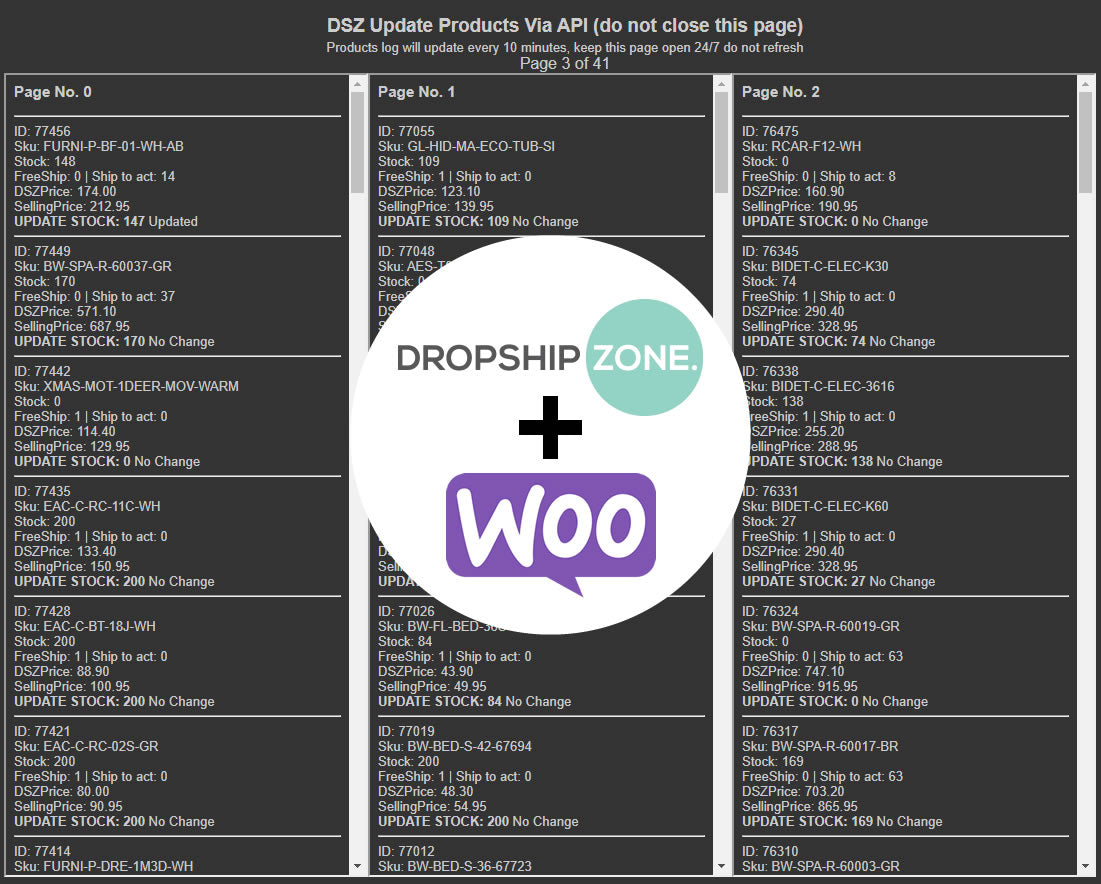 Woocommerce – Dropship Zone Product Update via API