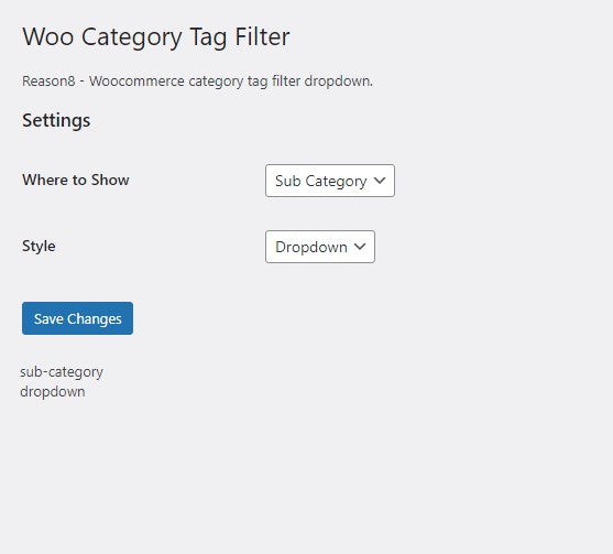 Woocommerce Product Category Filter by Tag Dropdown or Link List