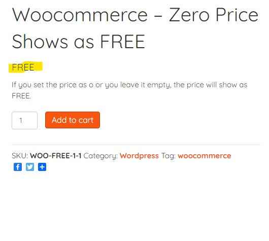 Woocommerce – Zero Price Shows as FREE