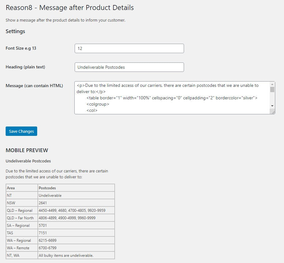 Woocommerce – Add a Message after Product Details